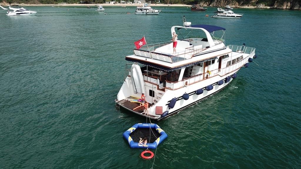 Aerial view of El Presidente with the swim platform and floating ring